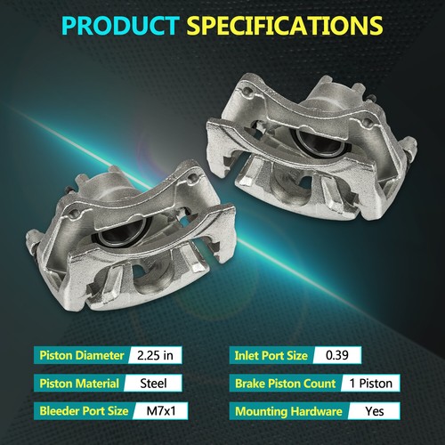 Pair 2 Front Brake Caliper w/ Bracket for Chrysler 200 Dodge Jeep Patriot 07-17 - Picture 5 of 10