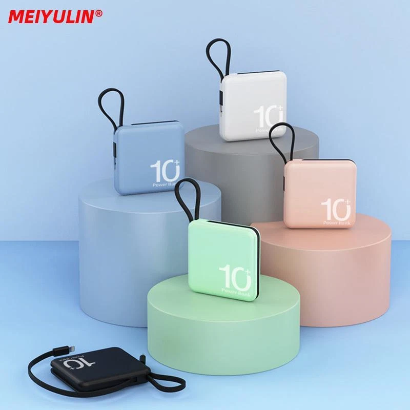 Portable 10000mAh Mini Power Bank - Dual USB 10W Fast Charging in Multicolor