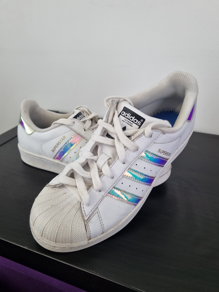 Adidas Superstar Trainers UK size White with Hologram Stripes