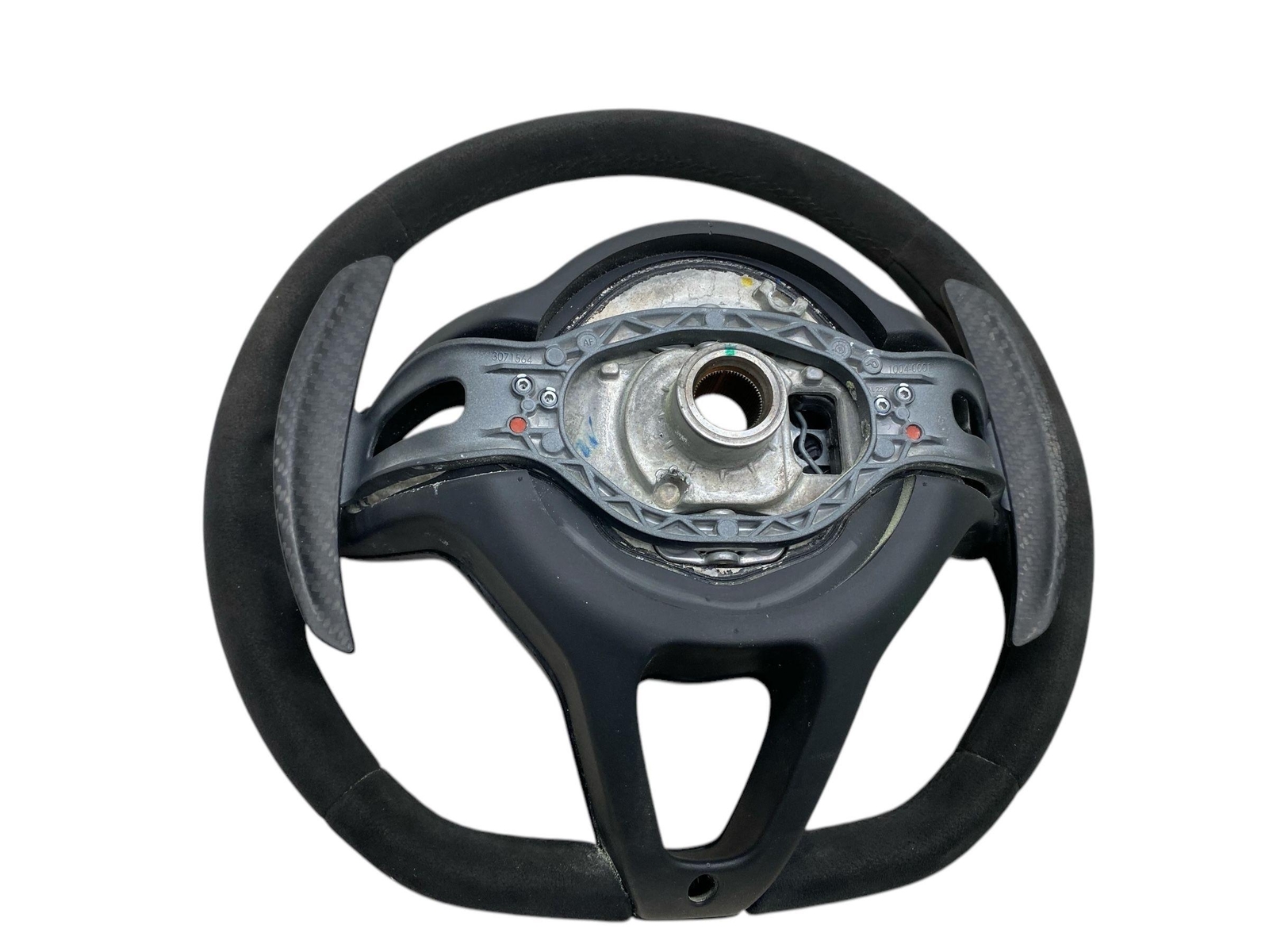 2019-2021 MCLAREN 600LT STEERING WHEEL CARBON FIBER INSERT BLACK ALCANTARA OEM