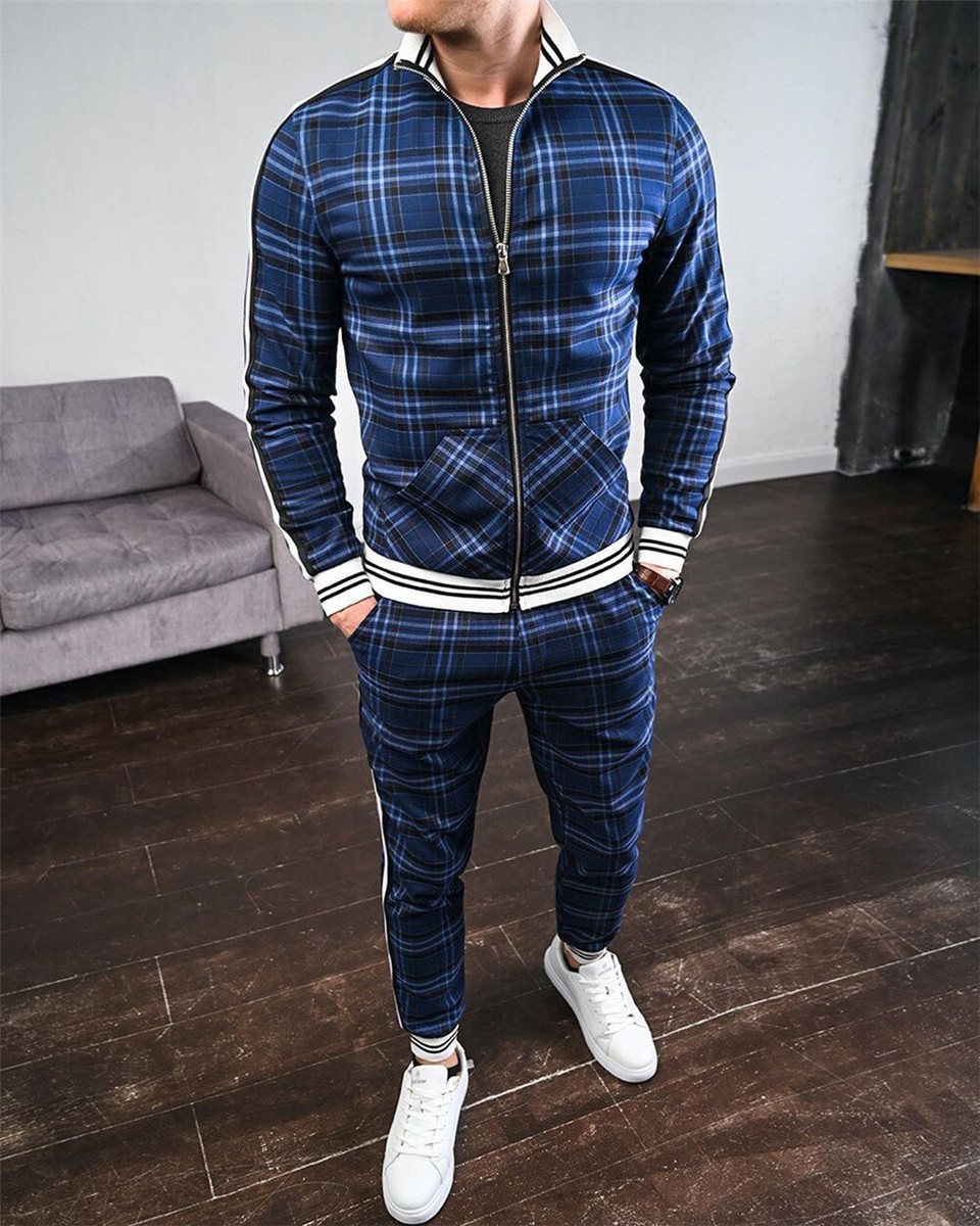 Men Jogger Tracksuit Casual Pants Jacket Sweatsuit Hip Hop