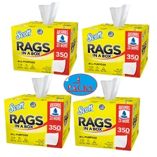 4 Pack - Scott Rags In a Box, White, All Purpose 350 Sheets/Box