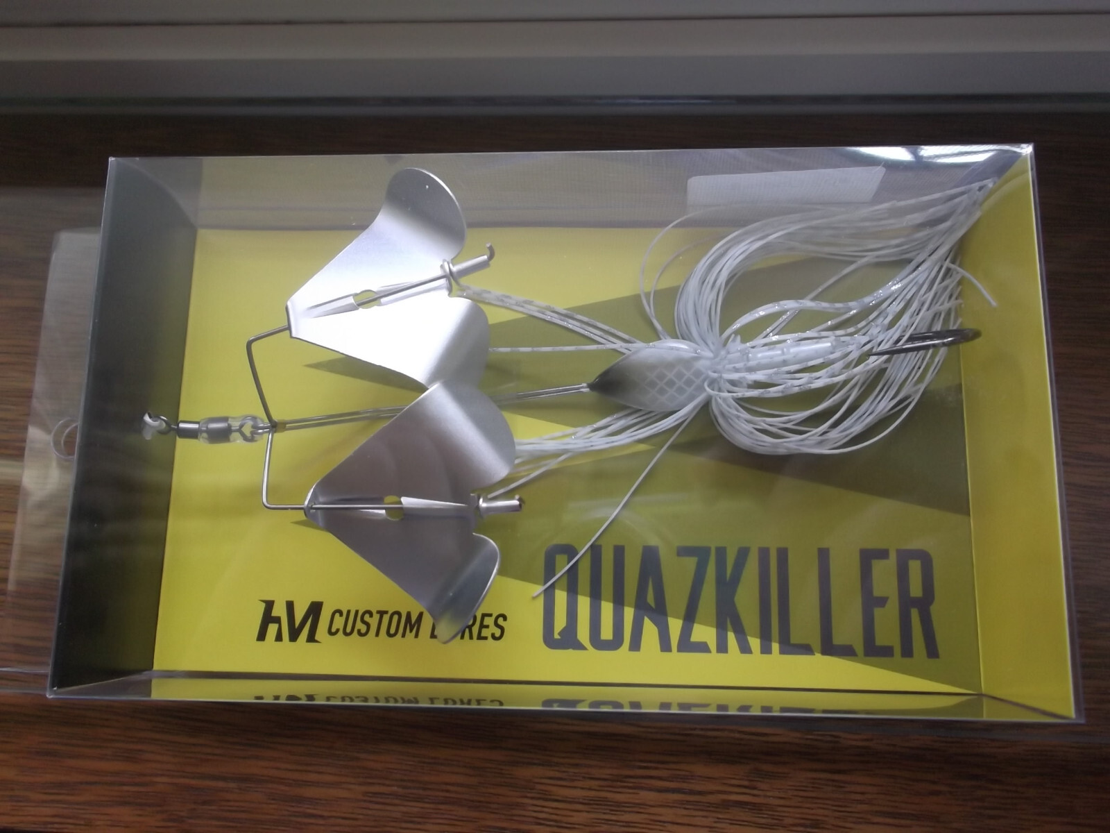HM Custom Lures Teckel Quazkiller Twin Buzzbait 1/2oz. 02 White Silver Updraft - Image 5