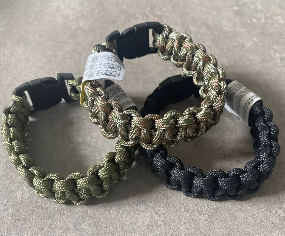 Necklush Paracord Bracelet / Camo Green / Brass Hook / Unisex Men's Wo