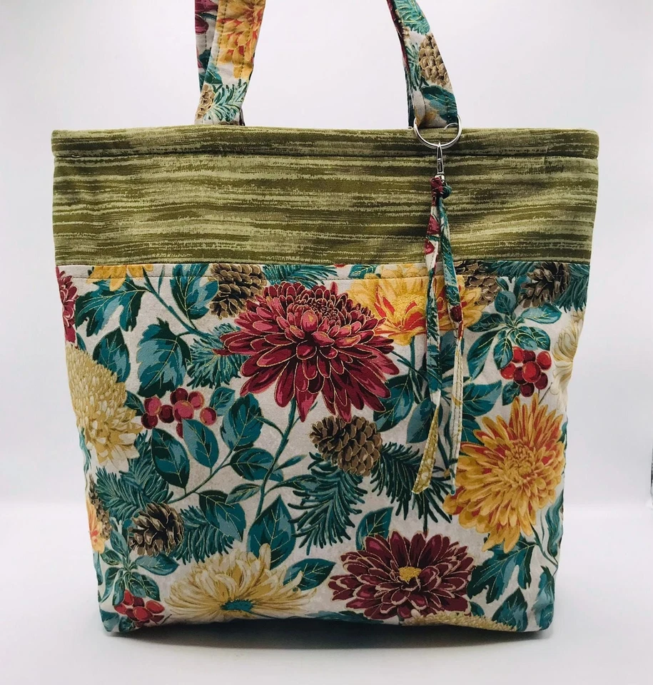 Bolso de Mano Básico Lizbet Library Market, Metálico Otoño Floral 12x13.5x3" Con Bolsillos