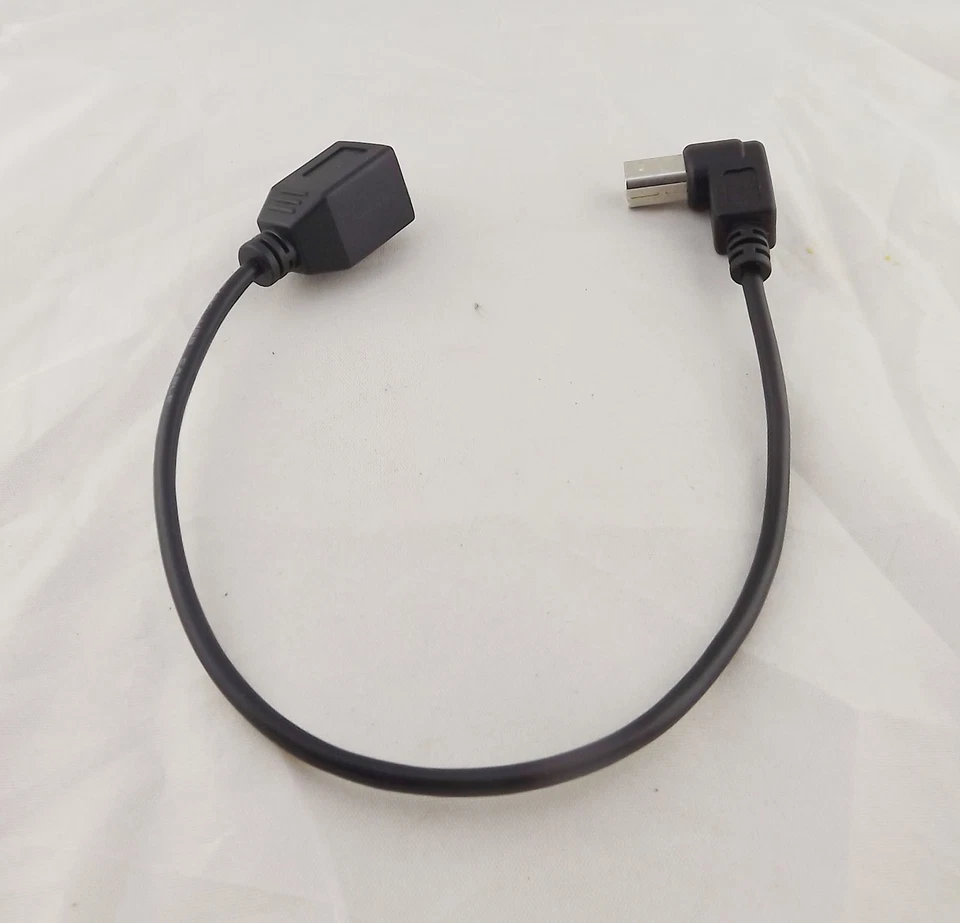USB 2.0 B Female To Down Angle USB B Male Printer Short Data Cable Adapter 1ft - Image 2 of 4