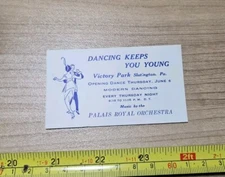 Vintage Victory Park Slatington PA Palais Royal Orchestra Dance Blotter Card