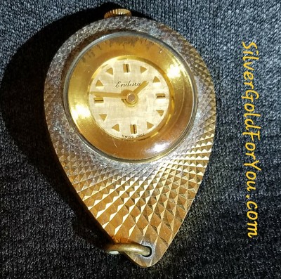 Vintage Swiss Made Endura Necklace Pendant Watch Gold Tone Parts Not Working - Endura Pendant Watch