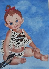 harley  baby original portrait painting