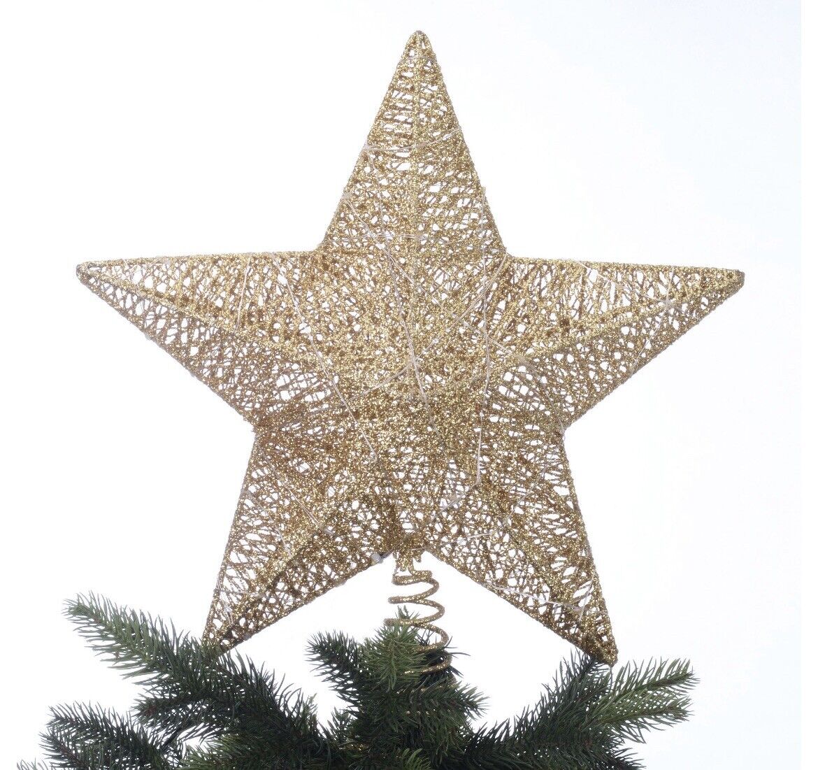 Holiday Time LED Christmas Tree Topper, Gold Star, 15 