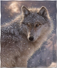 Winter Wolf Throw Blanket - Wolf Fleece Blanket for Adults and Kids - 75X90 Inc