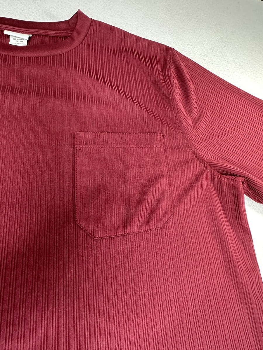 Haband Mens T-shirt Burgundy Striped Crew Neck Short Sleeve Size XL | eBay