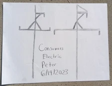 Original Abstract 18 by 24 inch Drawing Pencil Drawing Consumers Electric Power