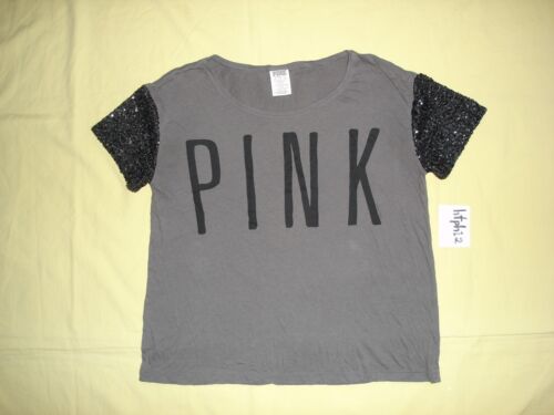 Neu ohne Etikett neu Victoria's Secret rosa grau Glitzer Pailletten T-Shirt Top XS selten süß