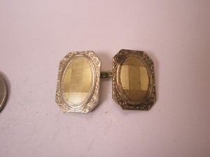 Authentic Detailed Design Gold Plated SINGLE Vintage Cuff Link replace lost/broken aa98