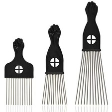 3 Pack Metal Afro Hair Styling Combs Wide Tooth Picks for Curly Hairstyling