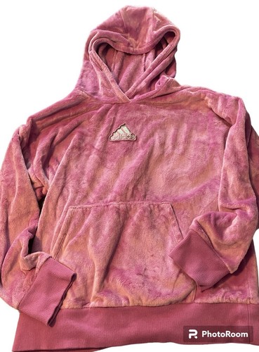 Adidas Originals Girls 14 Velour Activewear Hoodie Pullover - Picture 2 of 2