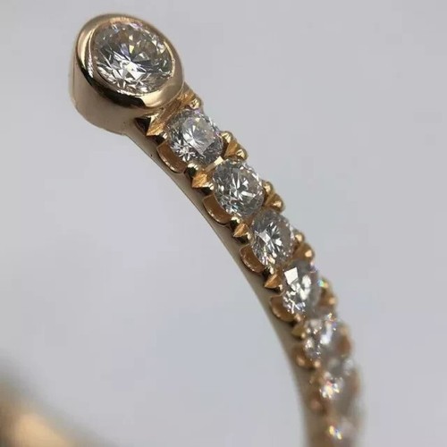 Cuff Bangle Bracelet 3Ct Round Cut Lab Created Diamond 14K Yellow Gold Plated - Picture 5 of 11