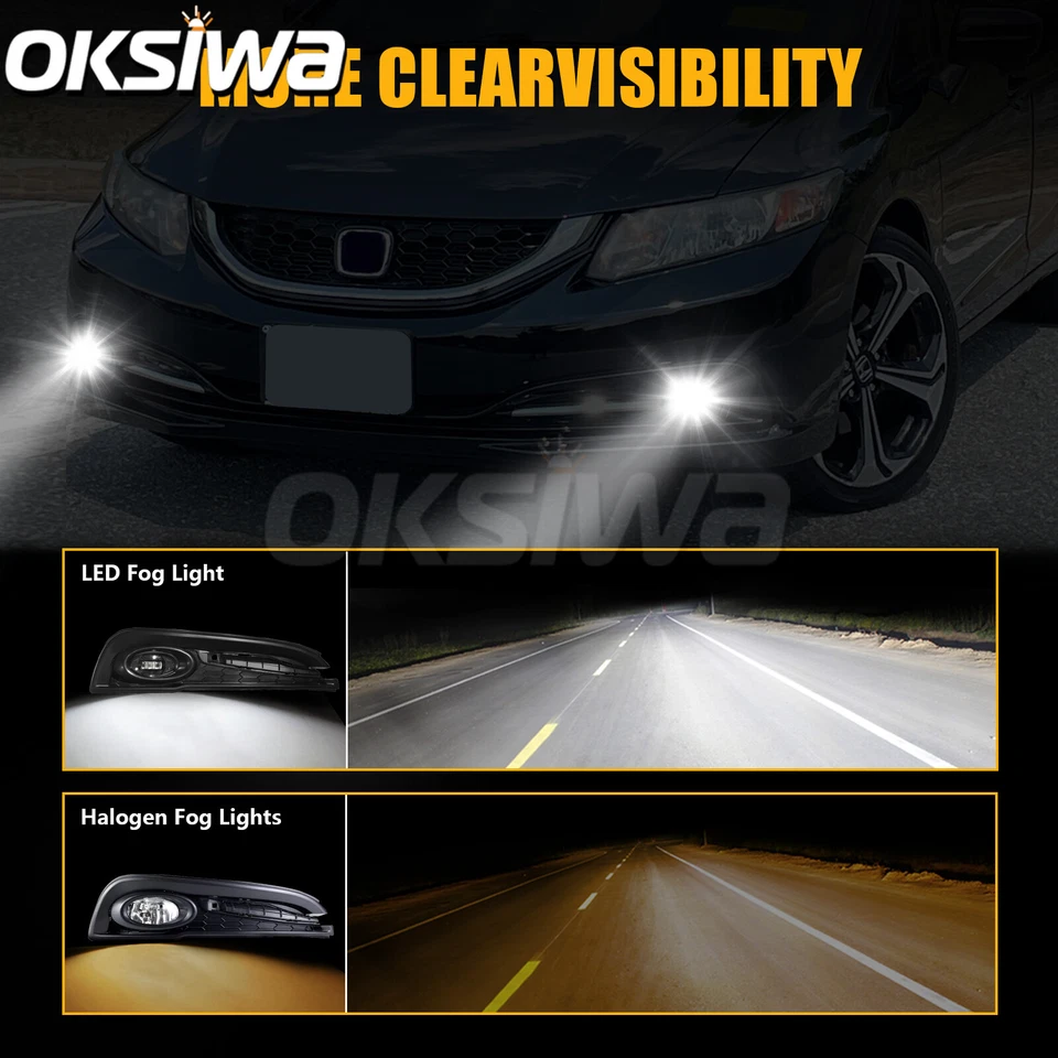 Luces antiniebla LED para Honda Civic 2013 2014 2015 sedán de 4 puertas lente transparente lámpara de parachoques Foto 3 de 4