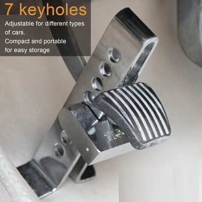 7 Holes Car Stainless Steel Clutch Brake Pedal Lock Steering Wheel Lock Auto