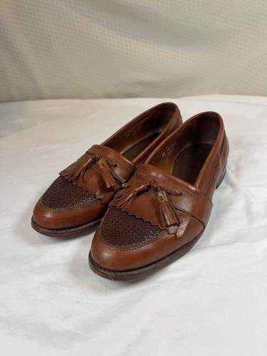 Mocassino Allen Edmonds Cody uomo 10 E USA marrone nappa scarpe eleganti tessuto pelle - Foto 3 di 17