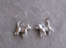 Silver Pewter Puppy Dog Charm Earrings -0622D1