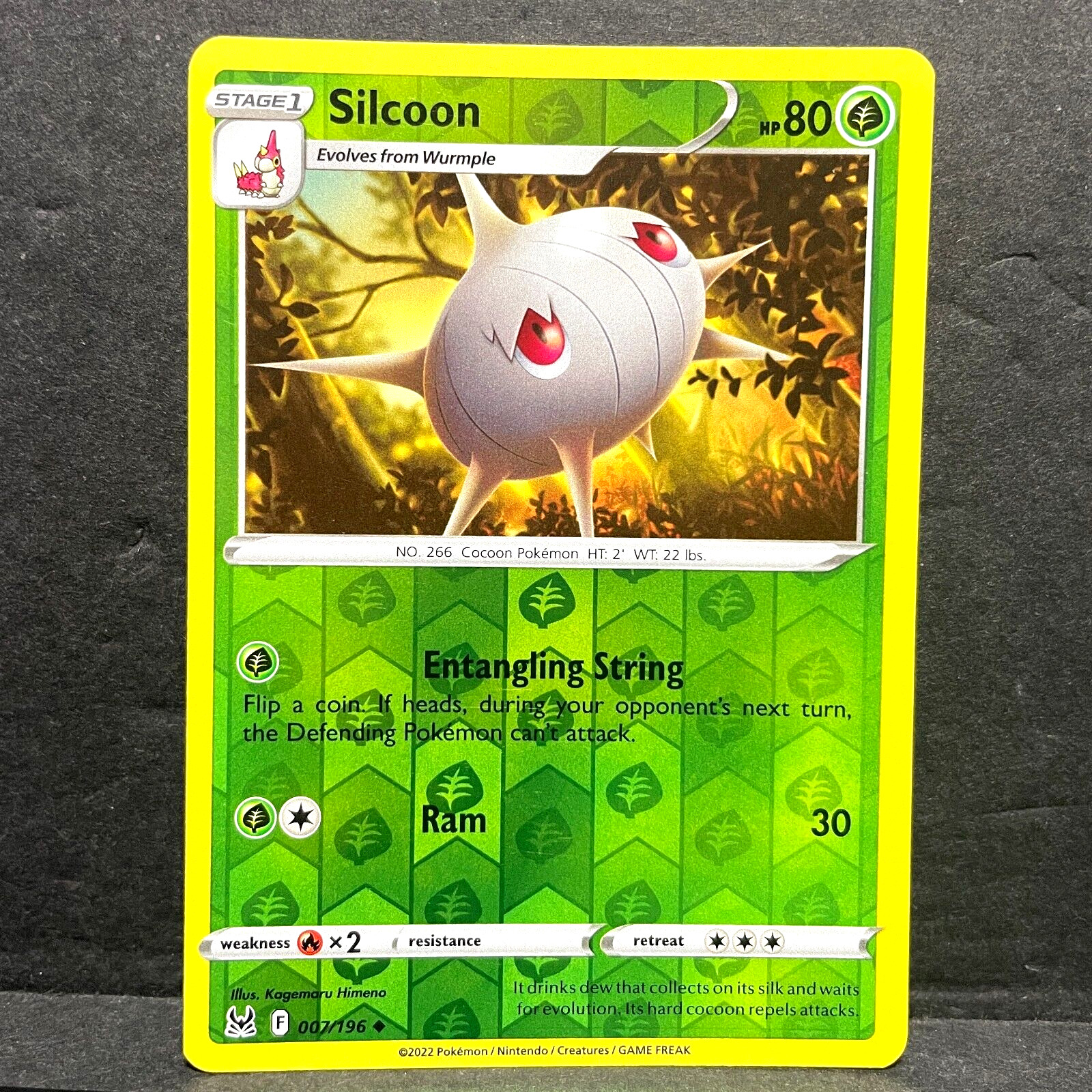 2022 POKEMON LOST ORIGIN SILCOON 007/196 REVERSE HOLO (UNCOMMON)