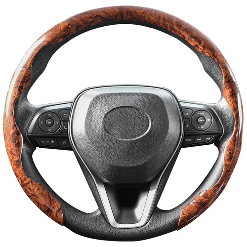 Universal Car Steering Wheel Cover Mahogany Wood Grain Interior Accessories Wrap