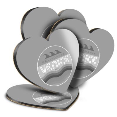 4x Herz MDF Untersetzer - BW - Venice Beach Kalifornien USA Surfer Surf #40496