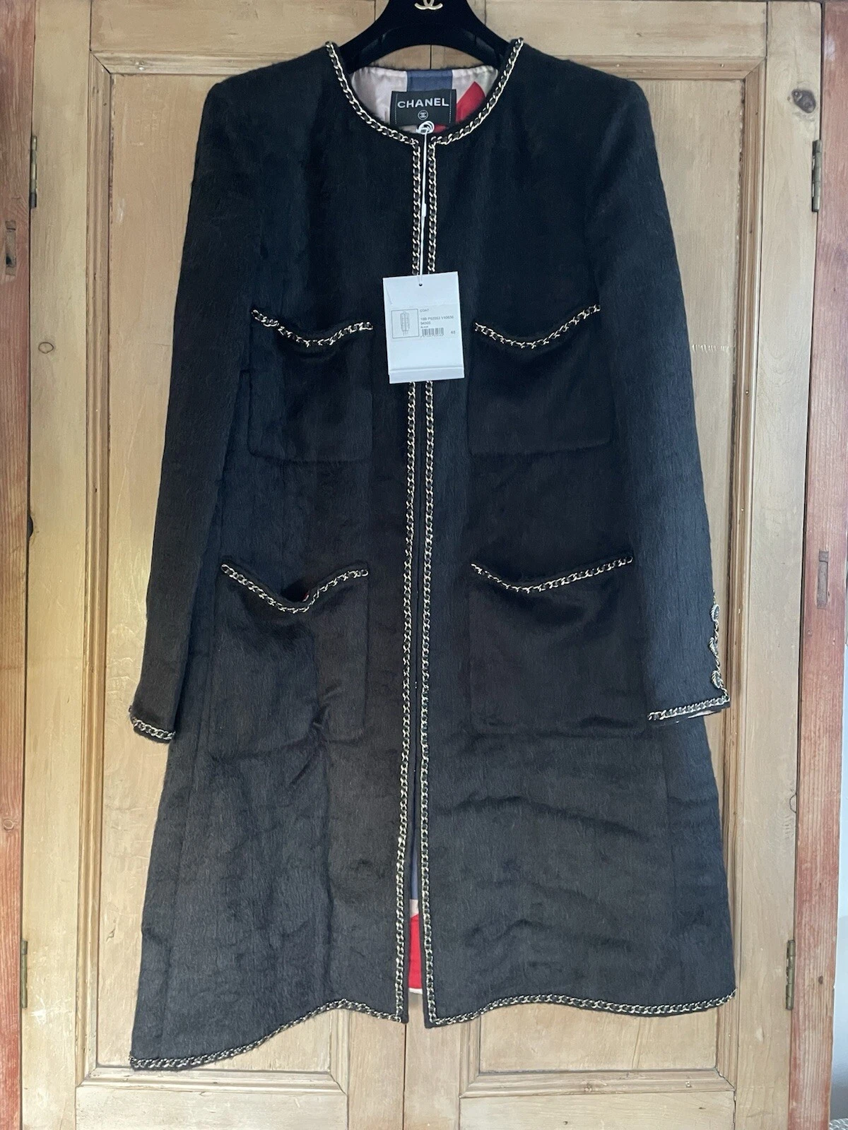 CAPPOTTO CHANEL 19B INTRECCIATO PELLE E RIFINITURE A CATENA 48FR *NUOVO