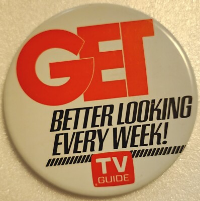 TV Guide Pin Vintage 80s Pinback Button Advertising Store Display Better Looking
