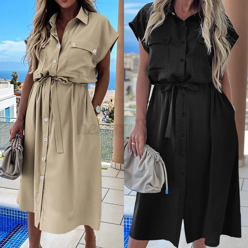 Short sleeve long shirt best sale dress