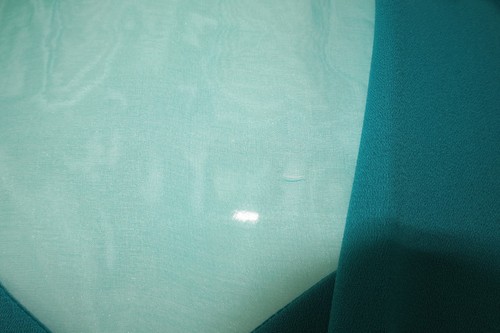 Vtg 80s PATRA Teal Sequin Chiffon Organza Cape Design Knee Length Dress Sz 10 - Picture 6 of 12