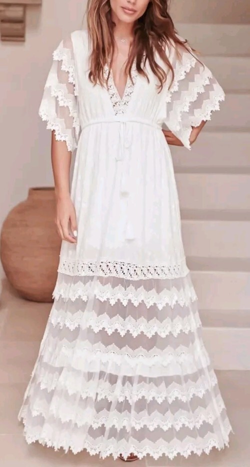 chinese dress ladies Snow White Lace Pandora Maxi main image 1