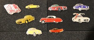 Vintage Classic Car Pin LOT of 9 Classic pinbacks - Corvette, Mercedes, VW, etc.