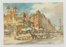 Piazza di Spagna Trinita Dei Monti Roma Italia di Giulio Falzoni Cartolina d'arte