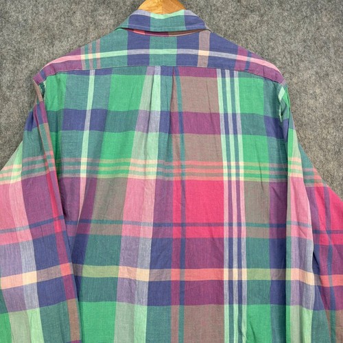 Camisa Ralph Lauren Para Hombre Talla L Multi Cuadros Indian Madras Algodón Abotonado Logo - Imagen 9 de 13