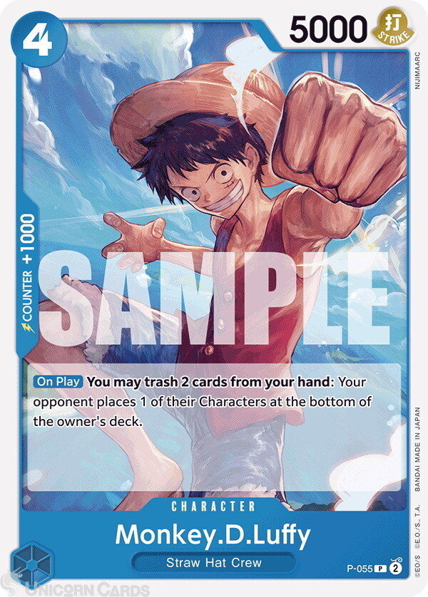 P-055 Monkey.D.Luffy : Uncommon English One Piece TCG Card : PRB01: One Piece Ca