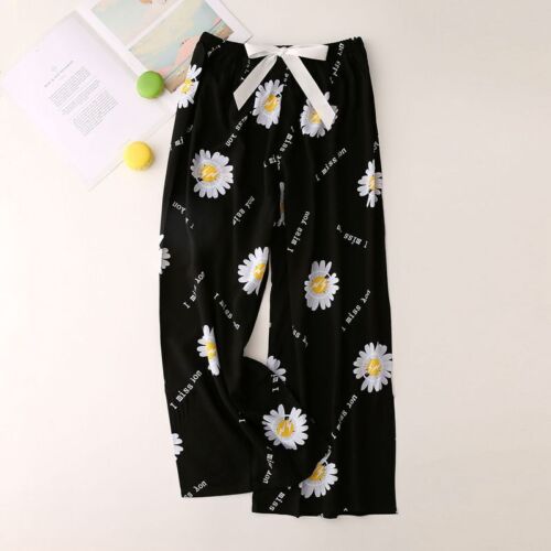 Womens Capri Pajama Pants Lounge Causal Trousers Flower Print Sleep Pants - Picture 20 of 47