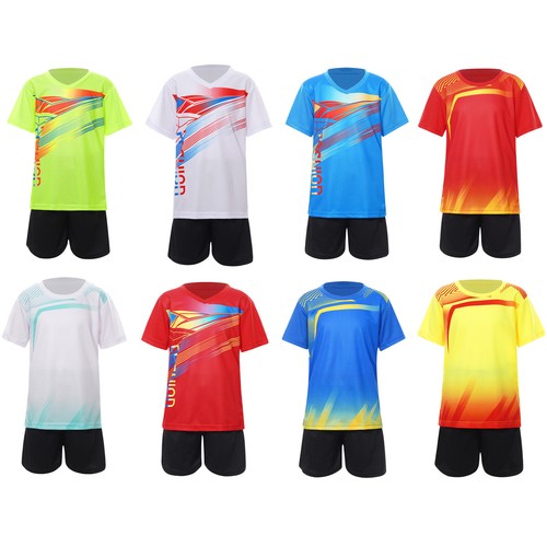 Kids Boys Uniform Soccer Outfit Badminton Football Jerseys Quick-Drying Set - Afbeelding 1 van 89