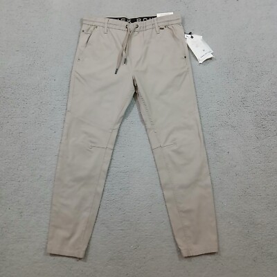 Projek Raw Pants Mens Large Tan Drawstring Joggers Tapered Leg Stretch Casual