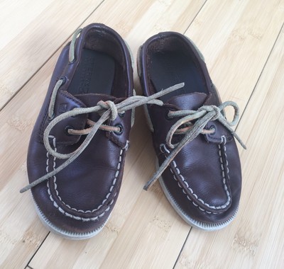 Chaussures Bateau Sperry Top Sider En Cuir Marron - Taille Enfant 9,5, Occasion Très Bon état
