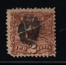 1869 Post Horse & Rider Sc 113 used 2c brown single CV $80 fault (32