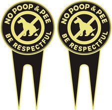2 Pack No Dog Poop Signs for Yard - Double Sided Aluminum No Pooping Sign with S