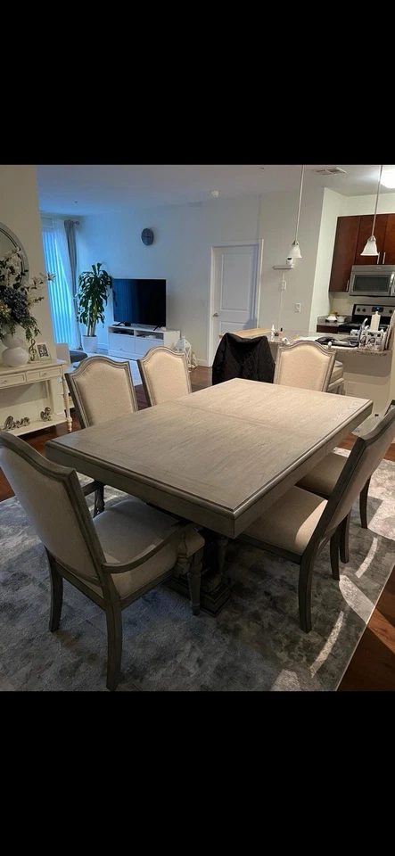 Juego de Mesa de Comedor 7 Piezas con Base Buffet Consola Armario Foto 4 de 4