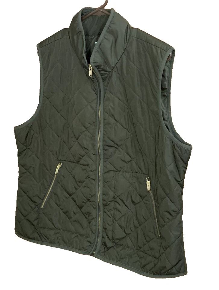 Old Navy Thin Quilted Vest Womens Sz XL Hunter Green Sleeveless Padded Jacket - Imagem 3 de 4
