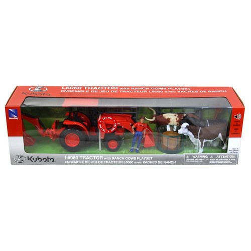 New Ray 1/18 Plastic Kubota Tractor with Figure, Animals & Fence SS-33313 - Picture 2 of 2