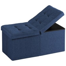 30" Blue Ottoman with Storage Footrest
