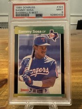 donruss baseball's best sammy sosa #324 psa 9 rookie texas rangers 1989