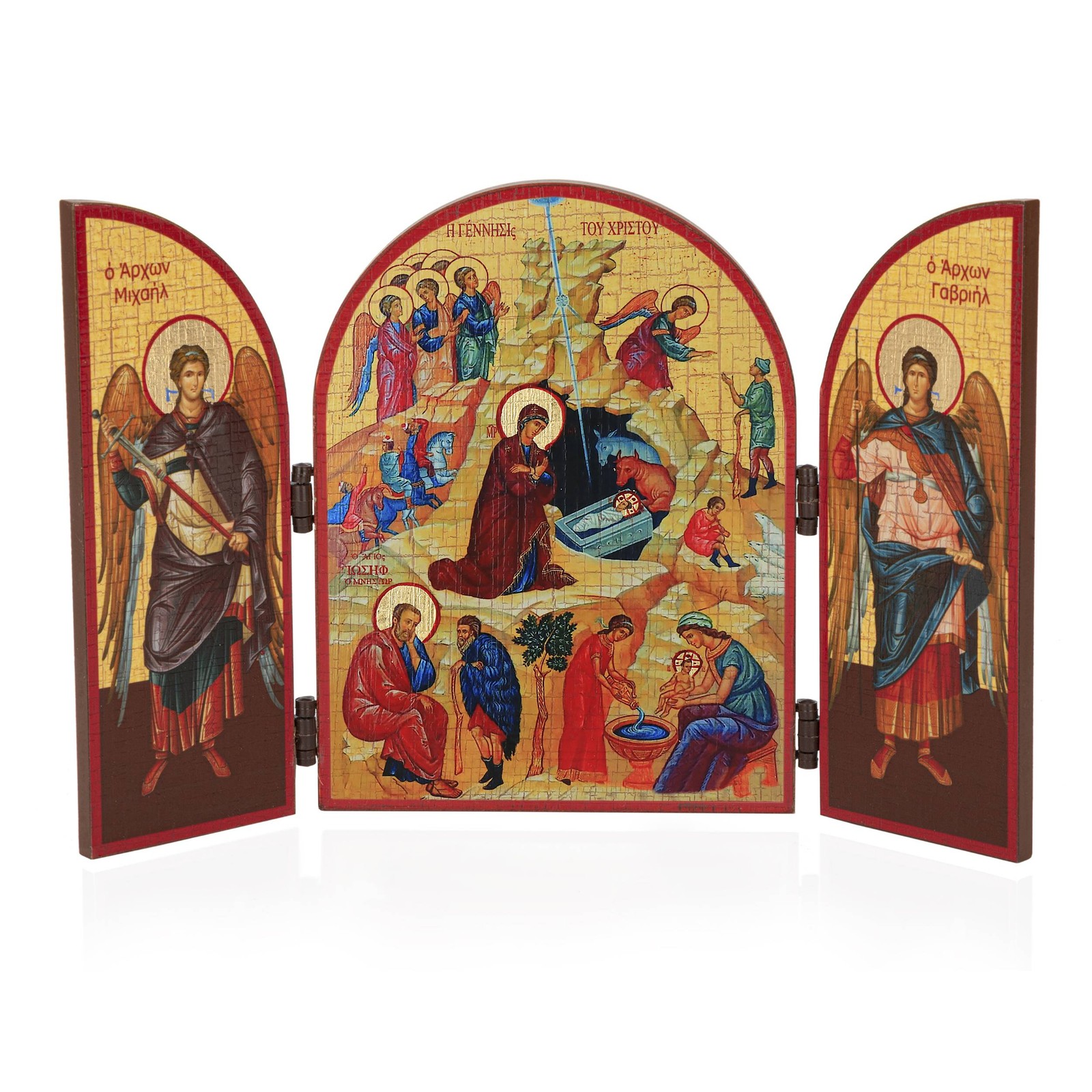 Geburt Jesu Christi Weihnachten / Rozhdestvo Triptychon Holz Ikone 25x16cm 11322